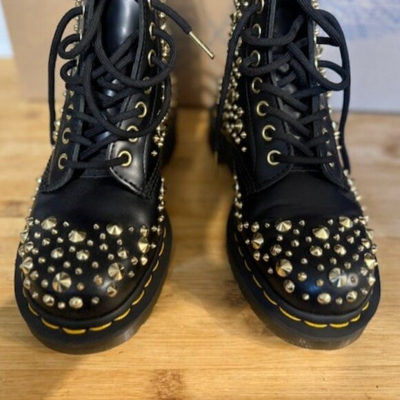 NWOT - Dr Martens 1460 Midas Smooth Leather Gold Studded Boots – RARE - Picture 7 of 16